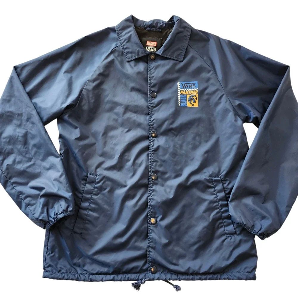 Vans x Marvel Black Panther nylon Jacket Windbreaker Navy Blue Mens Medium
